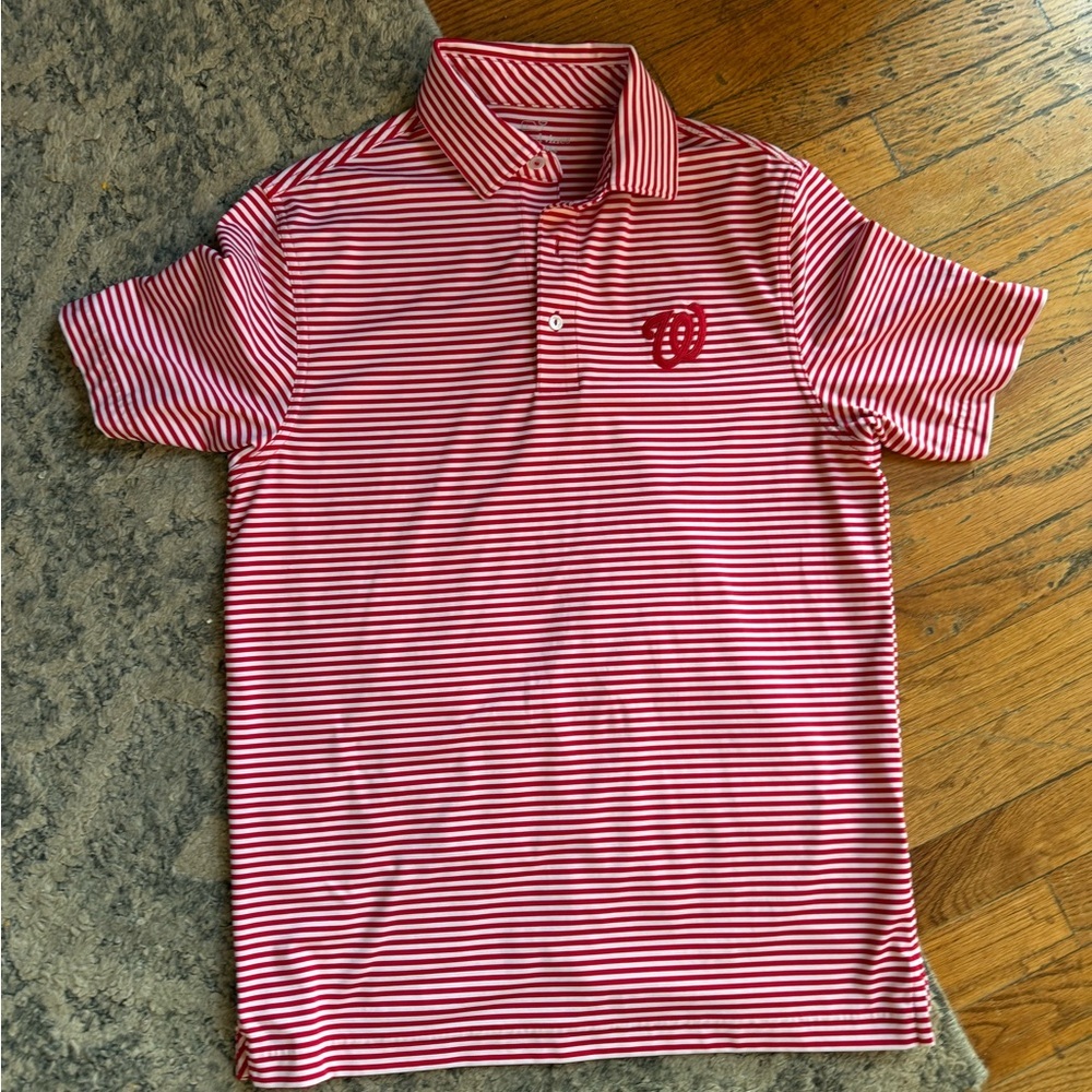 Vineyard Vines Washington Nationals Performance Striped Polo Mens Sz: Small